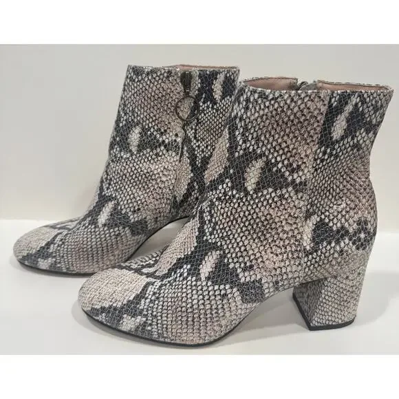 ABLE Celina Leather Snakeskin Block Heel Bootie Ankle Boots Size 7 - Picture 3 of 9